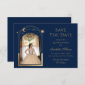 Celestial Blue Save The Date Verjaardag Quinceaner (Voorkant / Achterkant)