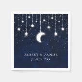 Celestial Blue Sky Maan Sterren Lichten Bruiloft Servet (Voorkant)