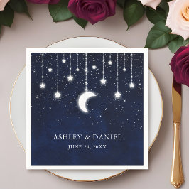 Celestial Blue Sky Maan Sterren Lichten Bruiloft Servet
