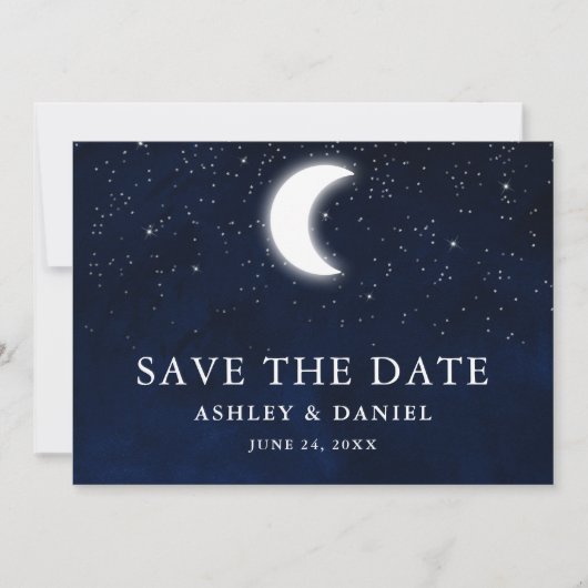 Celestial Blue Sky Moon slaat de datum op Save The Date (Voorkant)