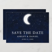 Celestial Blue Sky Moon slaat de datum op Save The Date (Voorkant / Achterkant)