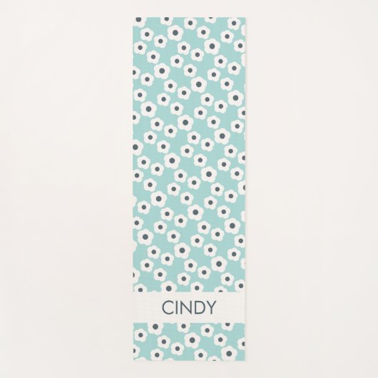 Celestial Blue Specialized Modern Retro Floral Yogamat (Voorkant)