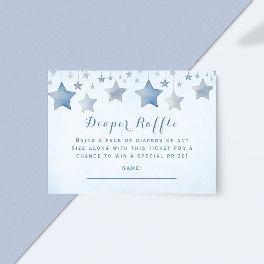 Celestial Blue Star Diaper Raffle Baby shower Informatiekaartje