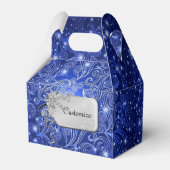 Celestial Blue Swirls & Stars Gable Favor Box Bedankdoosjes (Voorkant Zijde)
