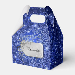 Celestial Blue Swirls & Stars Gable Favor Box Bedankdoosjes