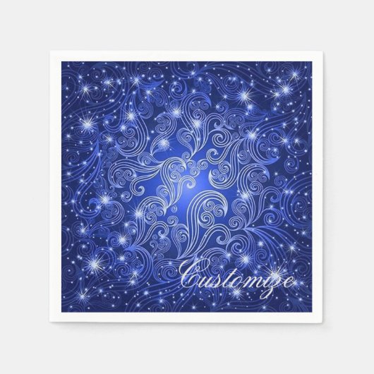 Celestial Blue Swirls & Stars Napkins Servet (Voorkant)