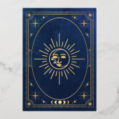 Celestial Blue Tarot Kaart bruiloft Folie Uitnodig (Achterkant)