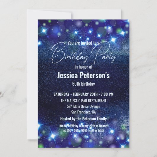 Celestial Blue Twinkle Lights 50ste verjaardagsfee Kaart (Voorkant)