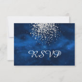 Celestial Blue Universe met Silver Confetti RSVP Kaartje (Voorkant)