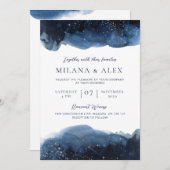 Celestial Blue Waterverf Invitation Kaart (Voorkant / Achterkant)