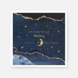 Celestial Blue Wedding Midnight Stars Moon  Servet