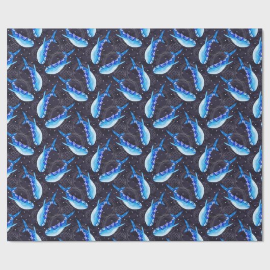 Celestial Blue Whale Night Pattern  Cadeaupapier (Vlak)