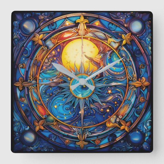 Celestial Bodies Wall Clock Vierkante Klok (Voorkant)