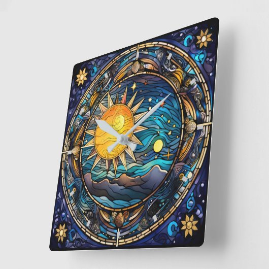Celestial Bodies Wall Clock Vierkante Klok (Hoek)