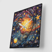 Celestial Bodies Wall Clock Vierkante Klok (Hoek)