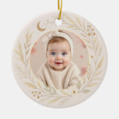 Celestial Boho Baby First Christmas Photo Keramisch Ornament (Voorkant)
