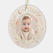 Celestial Boho Baby First Christmas Photo Keramisch Ornament (Links)
