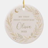 Celestial Boho Baby First Christmas Photo Keramisch Ornament (Achterkant)