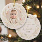 Celestial Boho Baby First Christmas Photo Keramisch Ornament