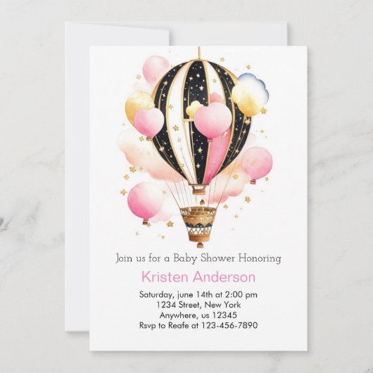 Celestial Boho Balloon Adventure Girl Baby shower Kaart (Voorkant)