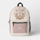 Celestial Boho Moth Paddenstoelen Monogram Naam Bedrukte Rugzak (Voorkant)