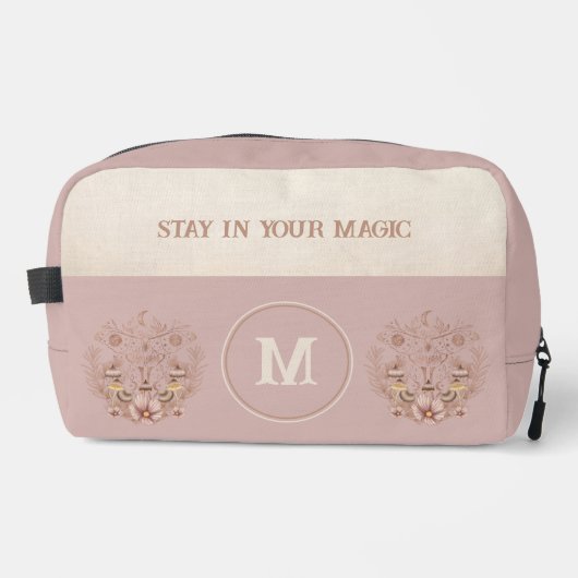 Celestial Boho Moth Paddenstoelen Monogram Naam Toilettasje (Voorkant)