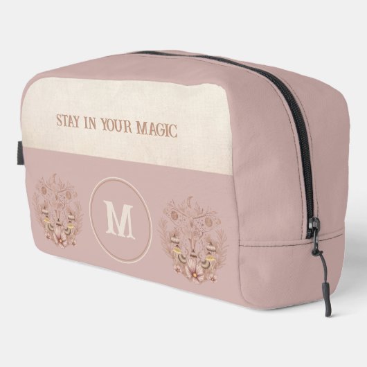 Celestial Boho Moth Paddenstoelen Monogram Naam Toilettasje (Rechterhoek)