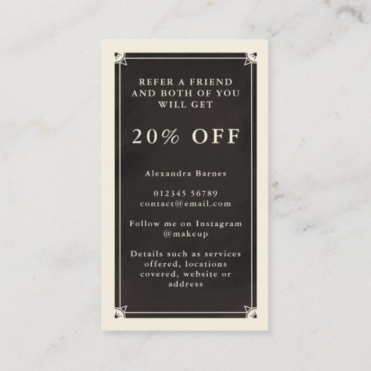 Celestial Boho referral tarotkaart Visitekaartje (Achterkant)