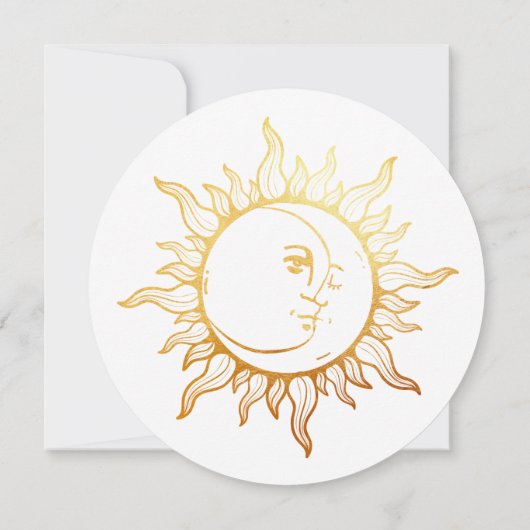 Celestial Boho Round Wedding Invitation Kaart (Achterkant)