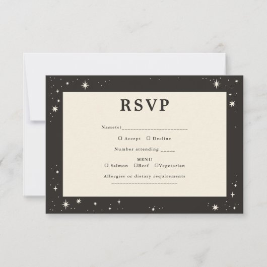 Celestial Boho stars Wedding RSVP card (Voorkant)