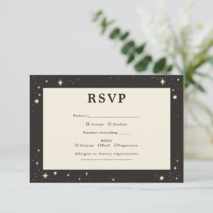 Celestial Boho stars Wedding RSVP card Kaartje