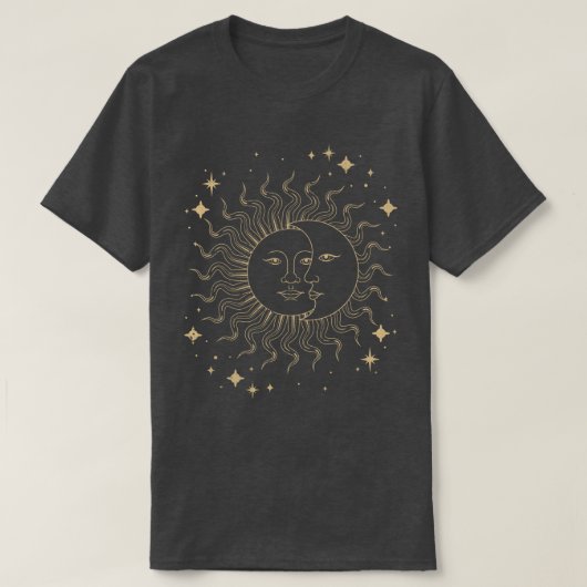 Celestial Boho Sun Moon Astrology Astronomie T-shirt (Design voorkant)