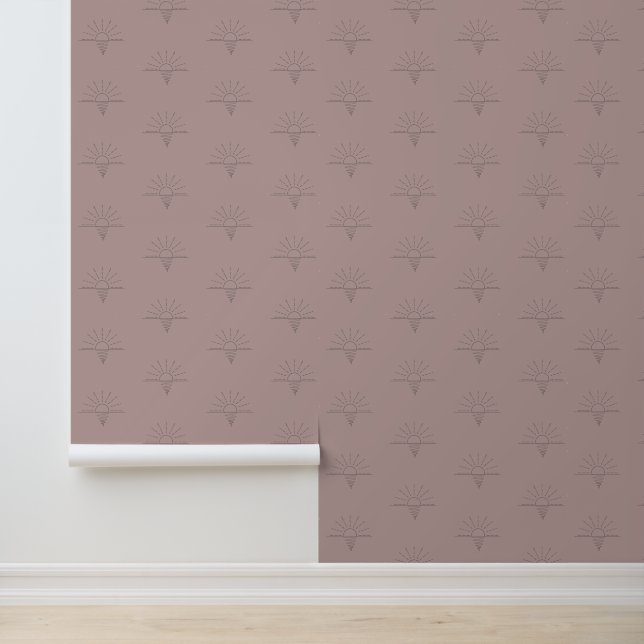 Celestial Boho Sunrise Sunset Dusty Pink Peach Behang (Applicatie)