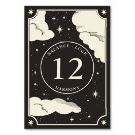 Celestial Boho Tarot Fortune Wedding Table Number Kaart