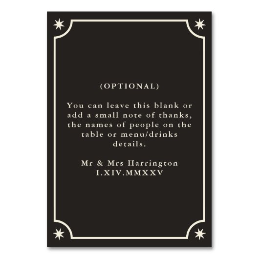 Celestial Boho Tarot Hands Wedding Table Number Kaart (Achterkant)