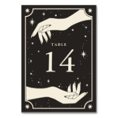Celestial Boho Tarot Hands Wedding Table Number Kaart (Voorkant)