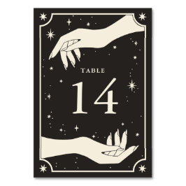 Celestial Boho Tarot Hands Wedding Table Number Kaart