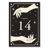 Celestial Boho Tarot Hands Wedding Table Number Kaart (Voorkant)