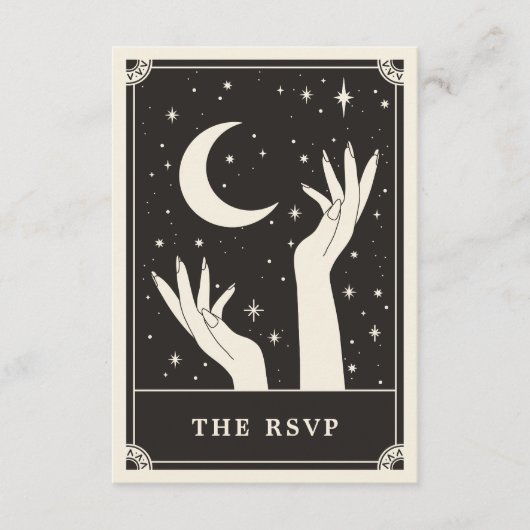 Celestial Boho Tarot Moon Wedding RSVP Kaart (Voorkant)