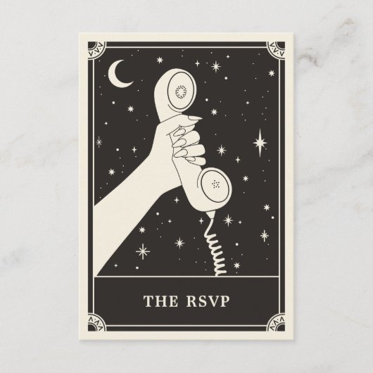 Celestial Boho Tarot phone Wedding RSVP Kaart (Voorkant)