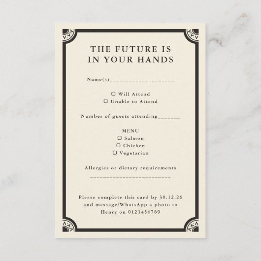 Celestial Boho Tarot phone Wedding RSVP Kaart (Achterkant)