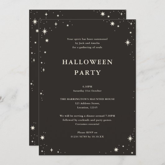 Celestial Boho Tarot Star Black Halloween Kaart (Voorkant / Achterkant)