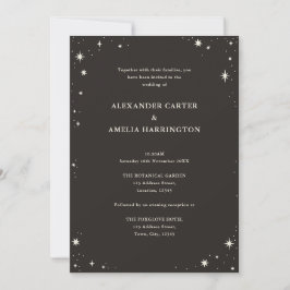 Celestial Boho Tarot Star Black Wedding-uitnodigin Kaart