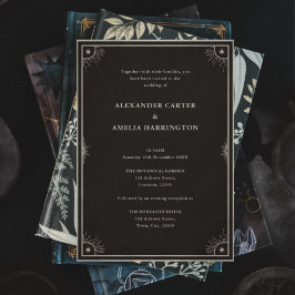 Celestial Boho Tarot Star Black Wedding-uitnodigin Kaart