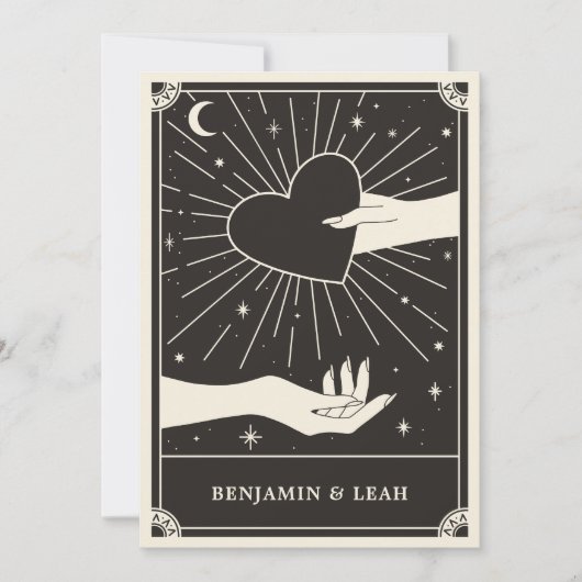 Celestial Boho Tarot Wedding Invitation Kaart (Voorkant)