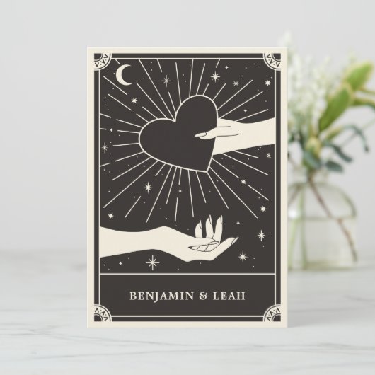 Celestial Boho Tarot Wedding Invitation Kaart (Staand voorkant)