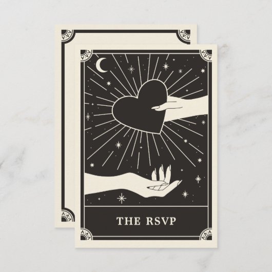 Celestial Boho Tarot Wedding RSVP Kaart (Voorkant / Achterkant)