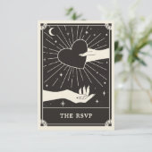 Celestial Boho Tarot Wedding RSVP Kaart (Staand voorkant)