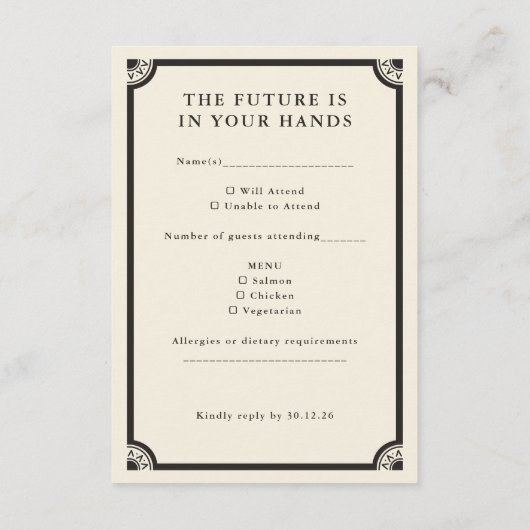 Celestial Boho Tarot Wedding RSVP Kaart (Achterkant)