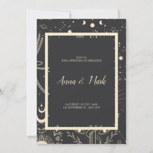Celestial Boho Wedding Invitation Kaart